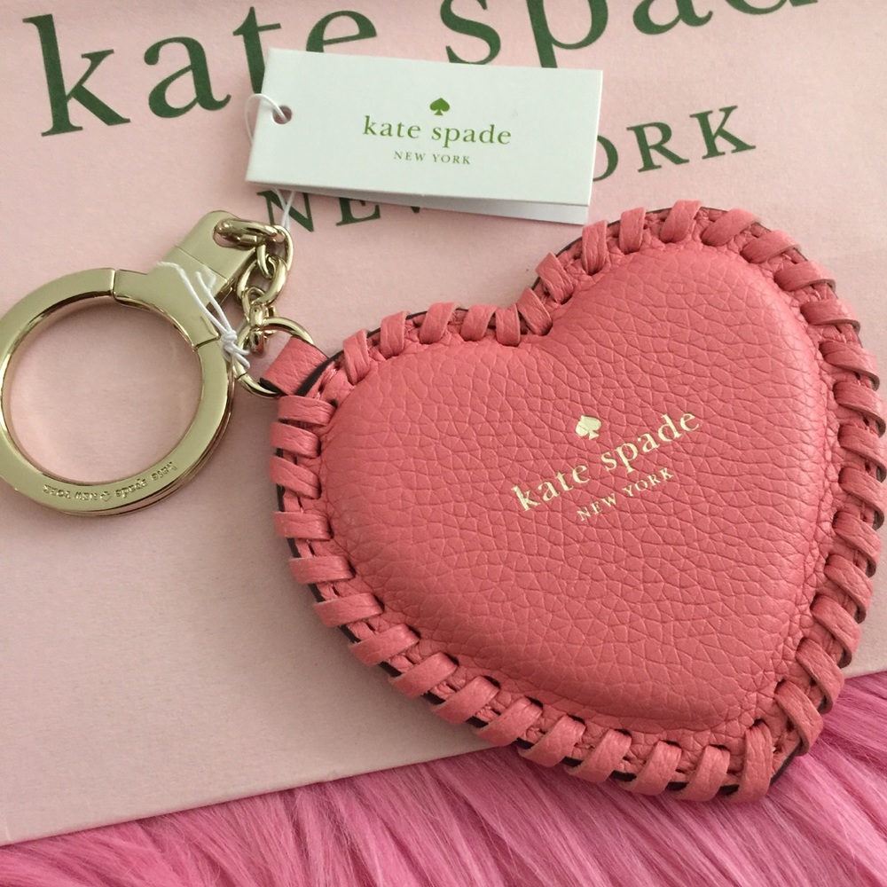 Kate Spade Pink Heart Leather Key Fob Bag Charm